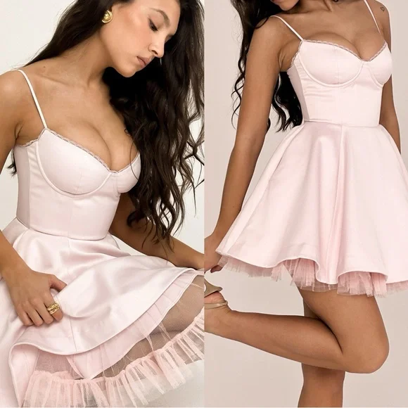 HOUSE OF CB 'Minimoiselle' Ballerina Pink Tulle Mini Dress - Picture 1 of 4